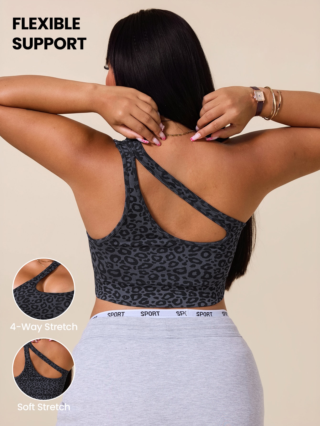 Tank Top Ribbed - Sujetador Deportivo Asimétrico de Talla Grande